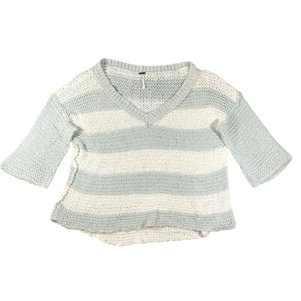 Free People Parkslope Mint Ivory Knit Sweater - L